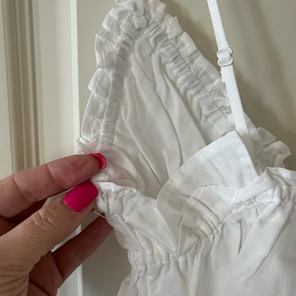 Steve Madden White Smocked Cotton Adjustable Straps Camisole Top Size Medium - Picture 12 of 14